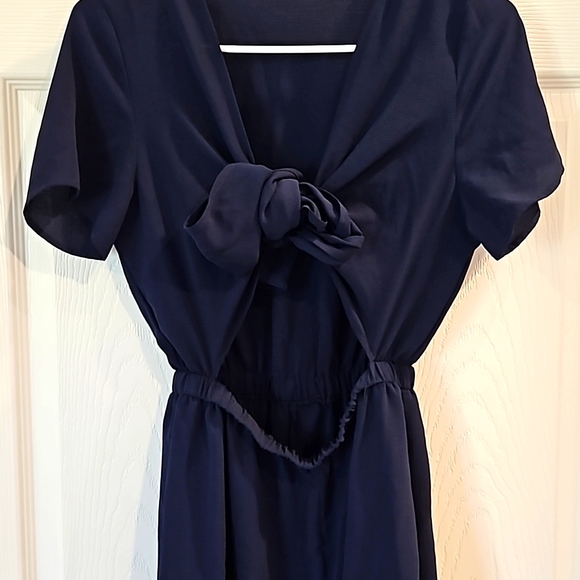 Women's XS shorts jumpsuit / romper with exposed midriff, Navy Blue - Picture 2 of 4
